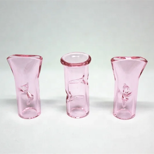 clear pink glass filter tip 8 10 12mm custom shape cigar holder glass pipe for rolling paper