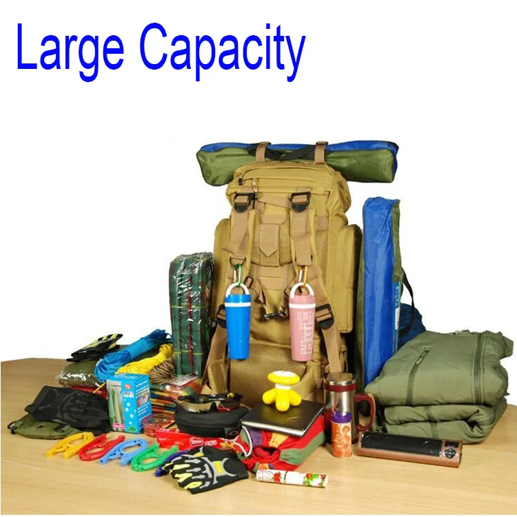 
Trekking Camouflage Oxford Camping Sports Travel Molle Rucksack Large Capacity Waterproof Military 70L Tactical Backpack 