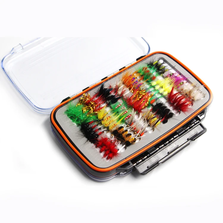 Hot selling wholesale 19*12*4cm Waterproof Double side Clear plastic fly  fishing tackle box