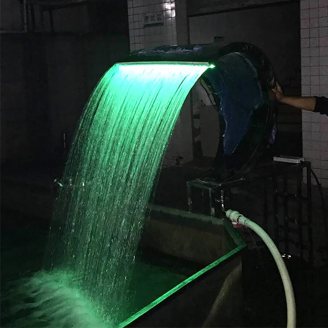 Stainless Steel Cascade Spillway Waterfall With RGB Led Artificial Small Garden Waterfalls