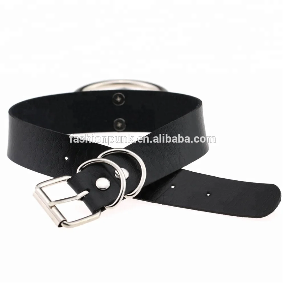 Sexy Fashion Harajuku Handmade Leather Choker belt Rock Punk Goth Collar belt O-Round Heart Lock Stud Necklace
