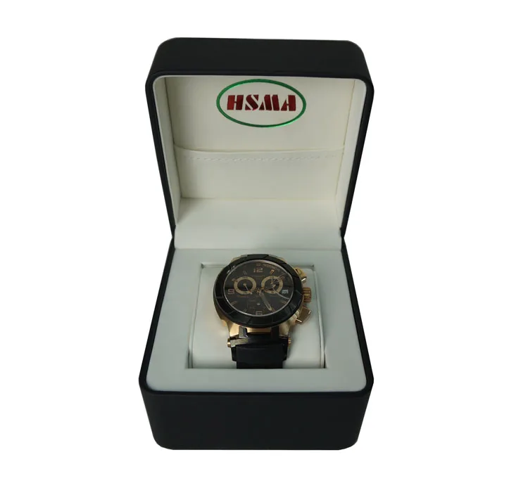 Factory Supply customized watch gift packaging box China made watch display case PU leather round edge plastic wrist watch box