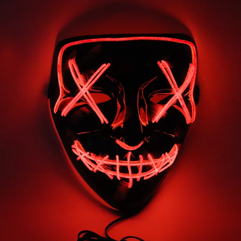 Halloween Masks LED Light Up Flashing terror devil Mask Skeleton Rave Party decor Favor Cosplay Outfits
