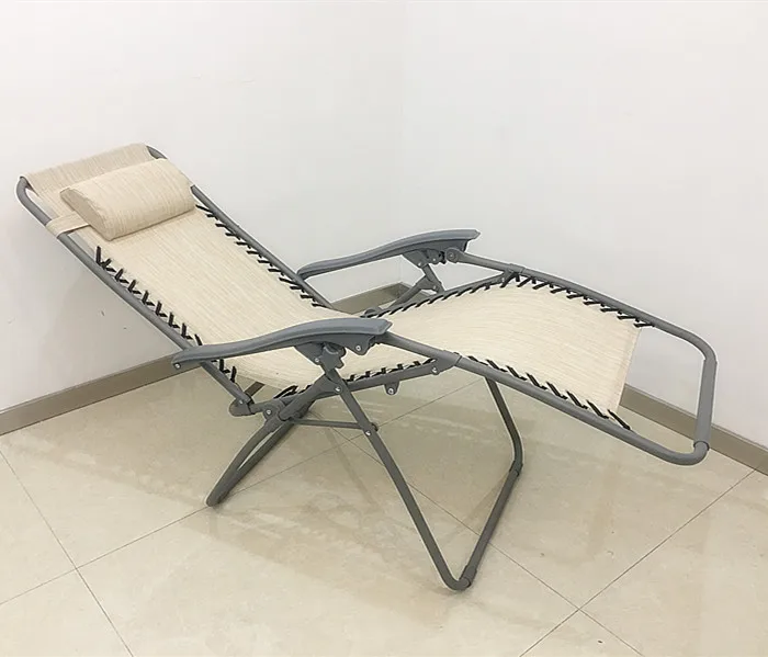 Double Color Mesh Zero Gravity Outdoor Lounge Chairs Adjustable Folding Reclining Chairs Grey Steel