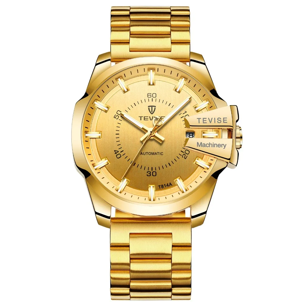 Tevise automatic self-wind wristwatch charm leather mechanical tourbillon watch for men