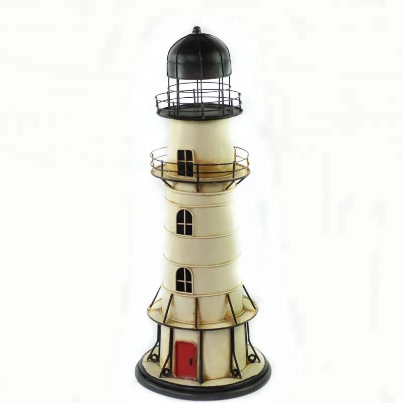 Iron Decoration Mediterranean Lighthouse Metal Crafts Vintage Money Safe Box Coin Bank Toy Souvenir home Pub Office Decor