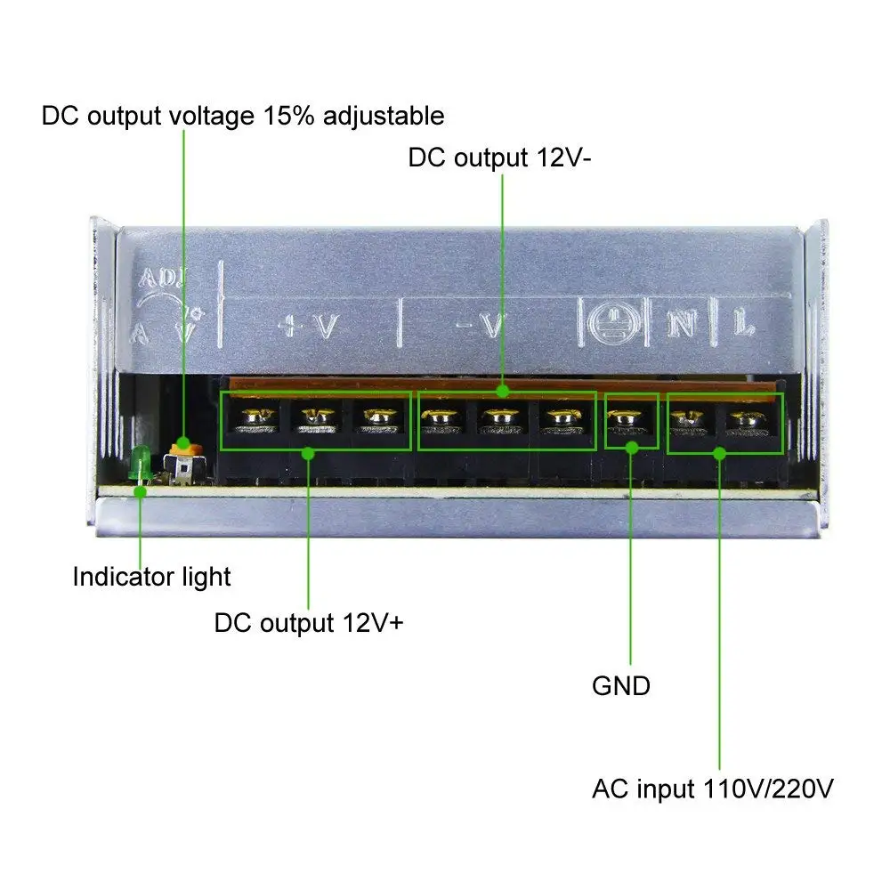 Single Output Electronic Led Driver DC12V AC220V 30A Led Power Supply 360W