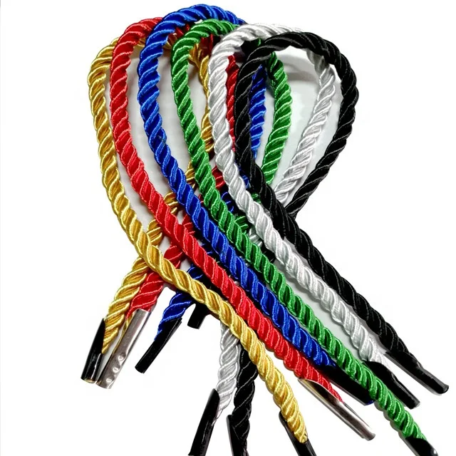 
5mm *350mm polyester twisted handle rope nylon paper bag rope handle with metal tip 