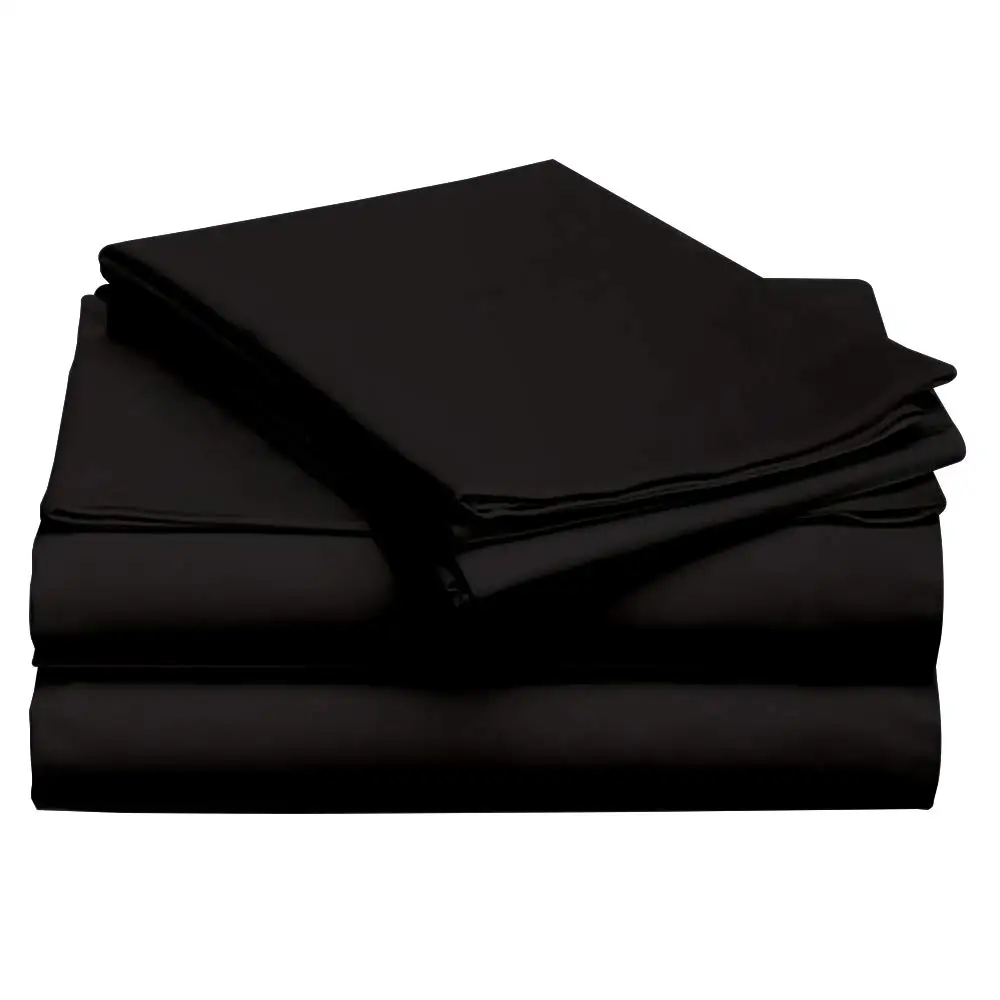 Постельное белье из 300 нитей, 100% хлопок, однотонное, 4 предмета, Комплект постельного белья, полный размер, черный