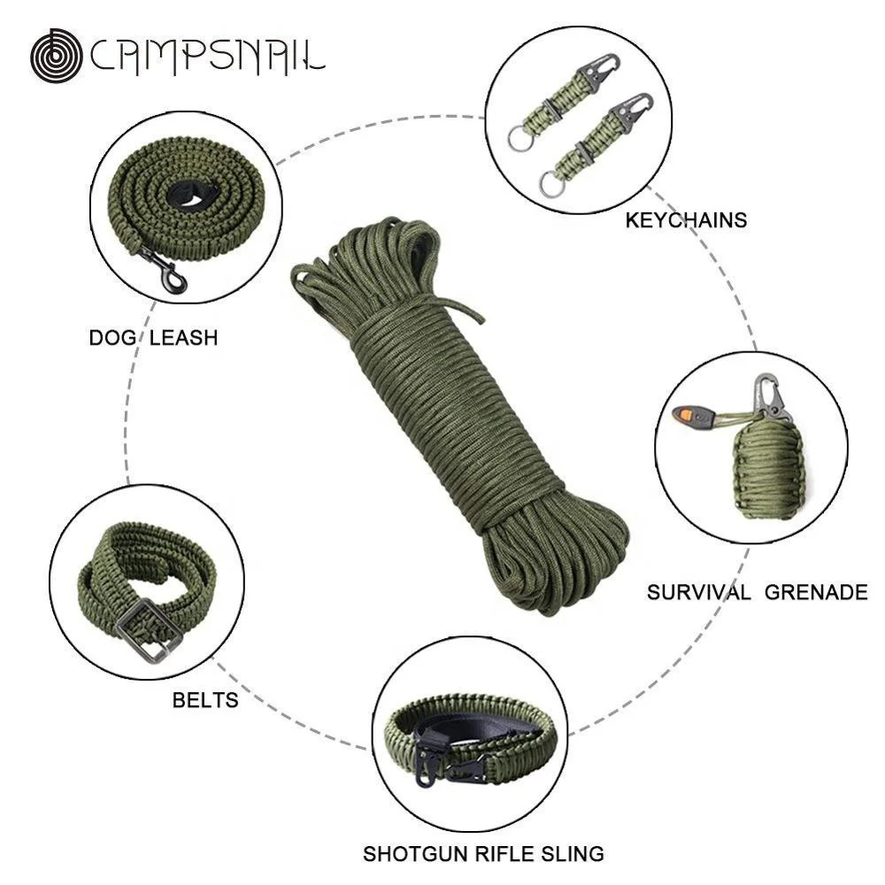 Wholesale Outdoor Sports 7 Strand 550 Paracord Lanyard Parachute Cord 100% Nylon Rope String