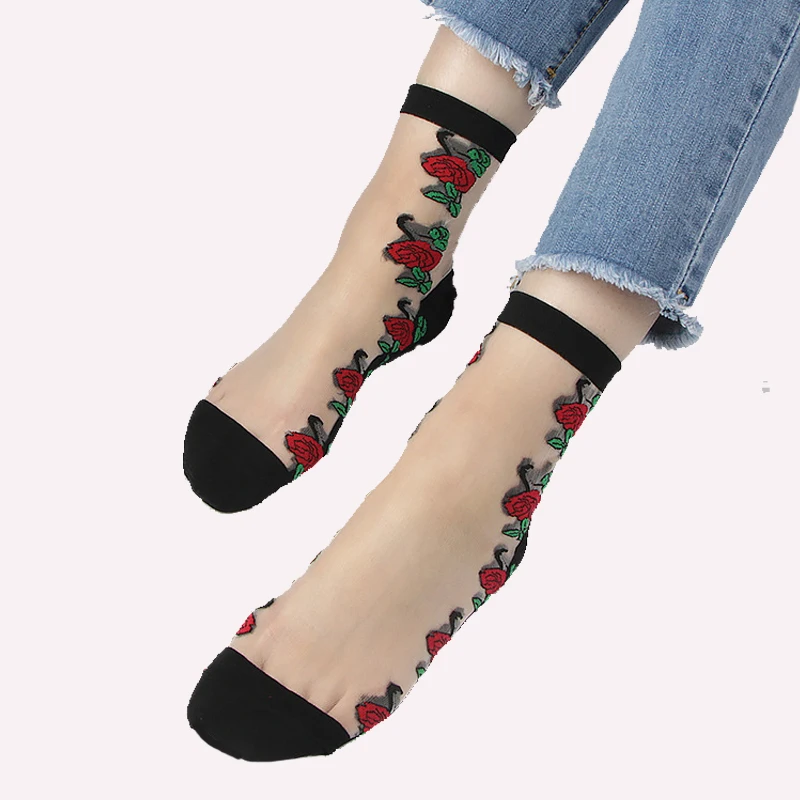 Color customized women nylon crystal silk socks for promotion