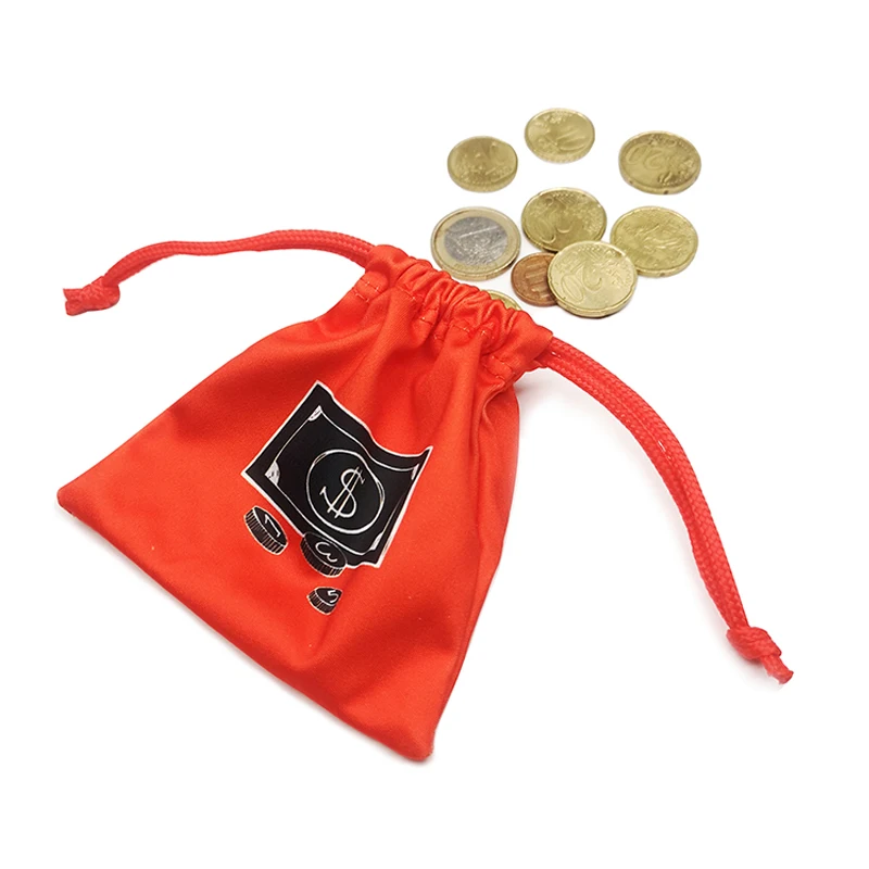 Custom logo printed coin bag sack with drawstring