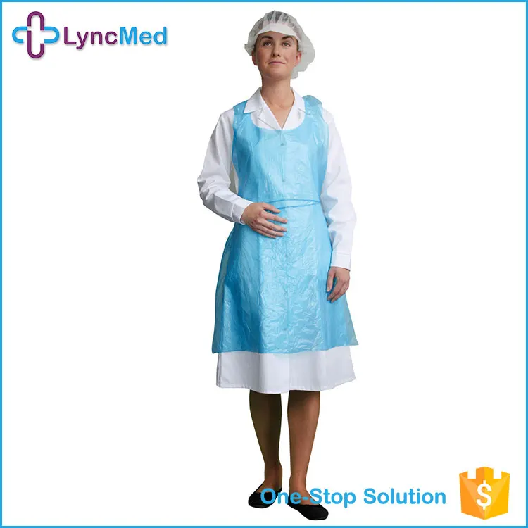 
Disposable Hospital Apron Medical LDPE Material PE Blue/white Shanghai Free OEM ISO 13485 and CE Certificate 50 Ctns Lyncmed 