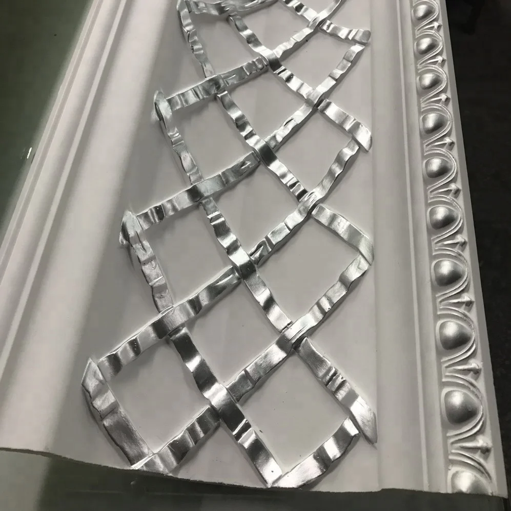 
Easy install plastic crown moulding Silver paint PU crown mouldings for interior decoration 