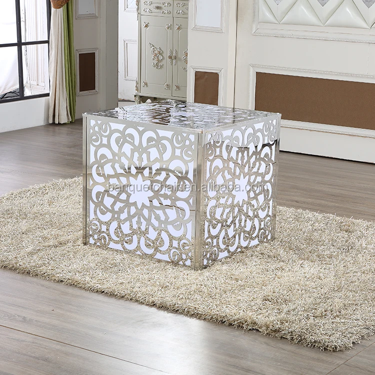 
Stainless steel frame with glass top tables for restaurant furniture used 