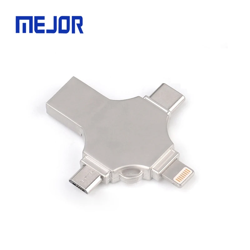 Cross shape 4 in 1 pen drive 64Gb Smart phone 3.0 IOS type-c memory stick 32g flash micro OTG USB