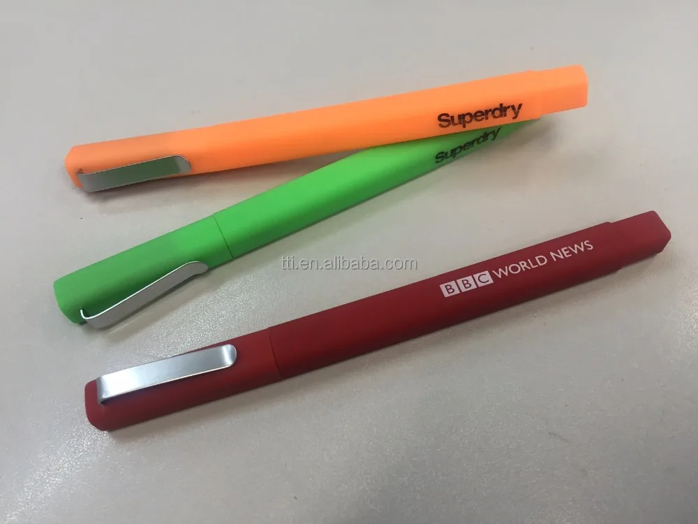 
Hot Sell Plastic Ball Pen Promotional Custom logo Rubber Square pens canetas promotional Items With Logo 