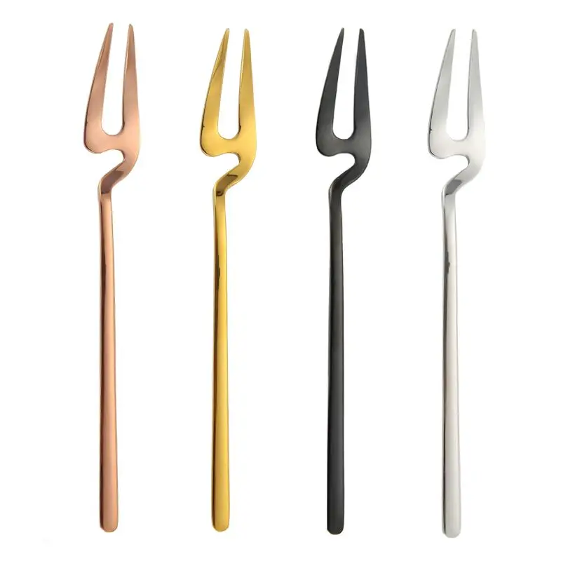 Креативная вилка для фруктов из нержавеющей стали, металлическая многоразовая вилка