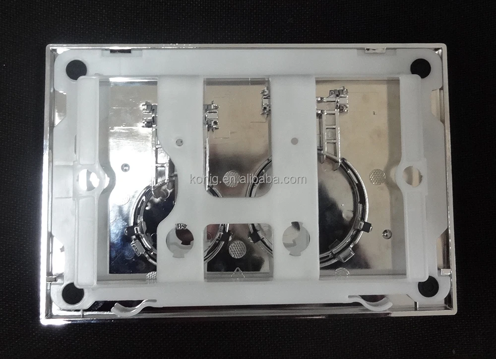 
Bathroom toilet concealed cistern black glass dual flush plate with round chrome buttons-006 black glass plate 