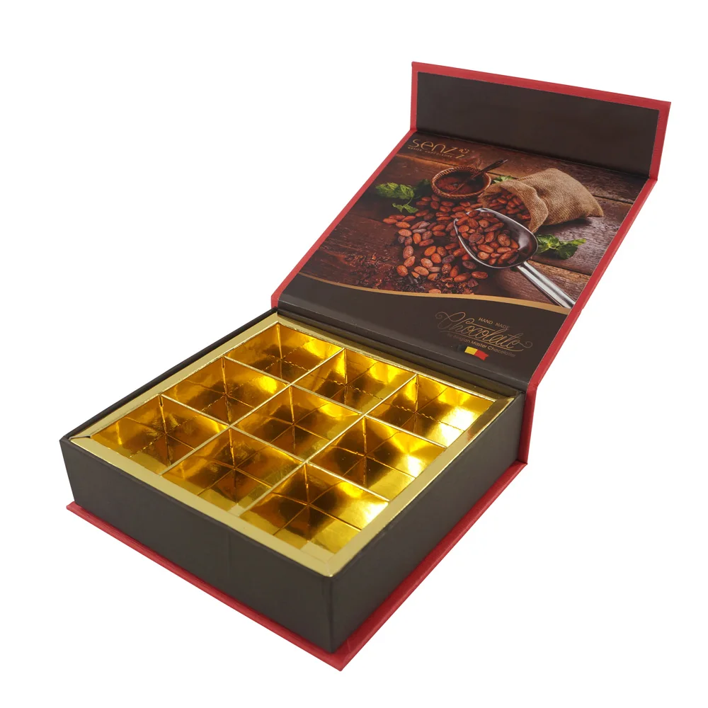 Luxury Magnetic Rigid Truffle Chocolate Paper Gift Packaging Box with Paper Divider Custom Fancy Elegant Paperboard Recyclable