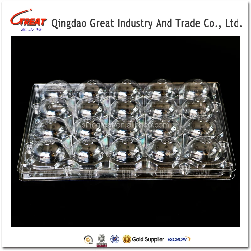 New Design food grade clear blister plastic strawberry packaging box container with 20 cells