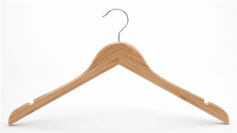 High Quality Wooden Bamboo Garment Hanger with Metal Clips for Hotel Clothes Store