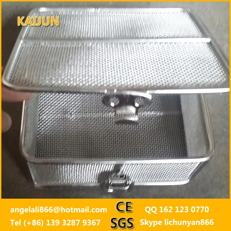 anping customize stainless steel 304 needle cleaning basket / disinfection baskets with cover
