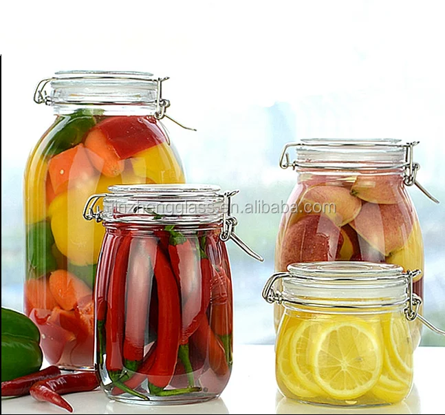 Antique high large French Glass Jars JAM flip top latch lid