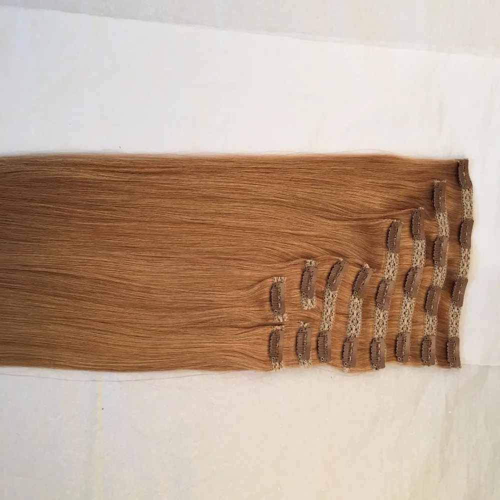 Factory Double Drawn Clip-ins Extension 100% Natural Virgin Raw Human Hair Clip In Hair Extention