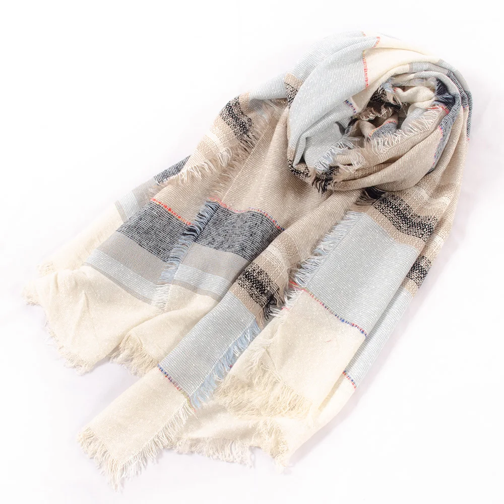 Шарф-хиджаб из полиэстера в полоску, 2021