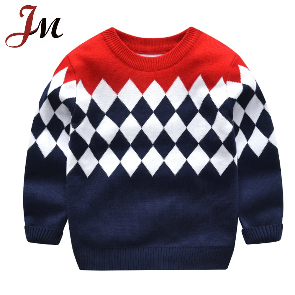 Manufacturers Wholesale Cheap Children Knit Pullover Kids Standard Wool Top Little Boy Contrast Color Plaid Sweater