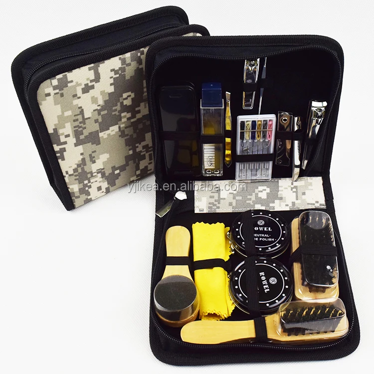 
Army Shoe Shine Kit Set With Coloful Pouch Travel Army Shoe Polish Kit 