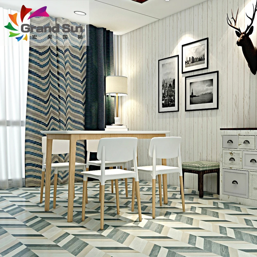 Korean style blue and white herringbone laminate floor Shandong China