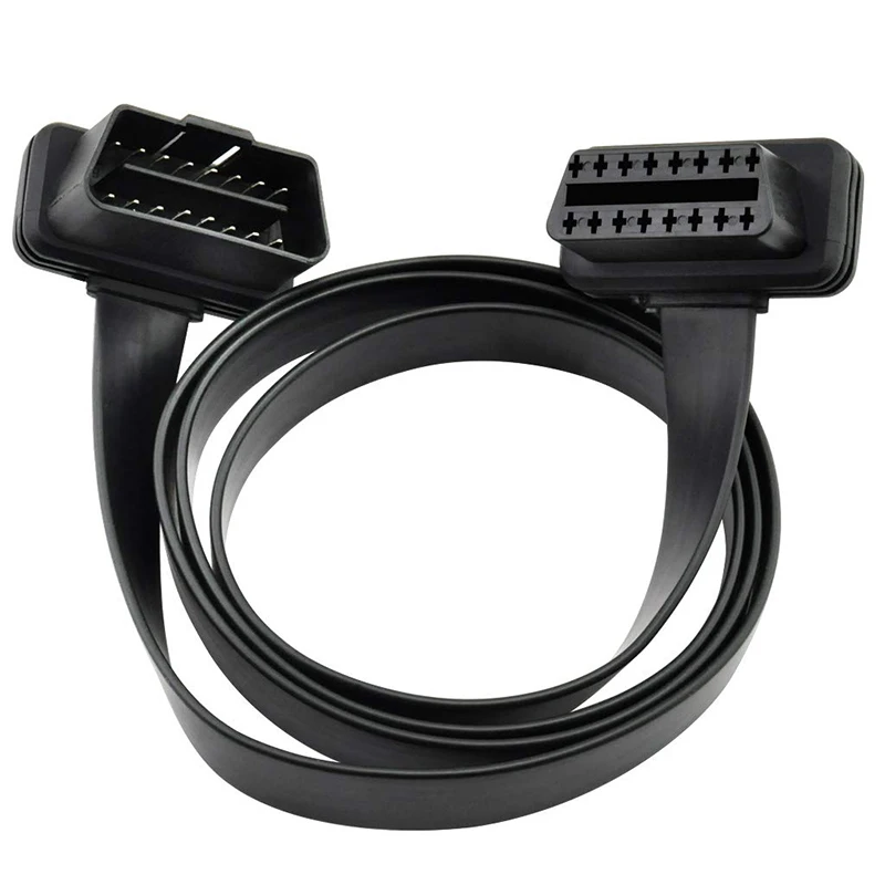 OBD 2 Flat Ribbon Extension Cable 16 Pin Male to Female Port | Extender for Scan Tools, Diagnostic Reader, GPS Tracker