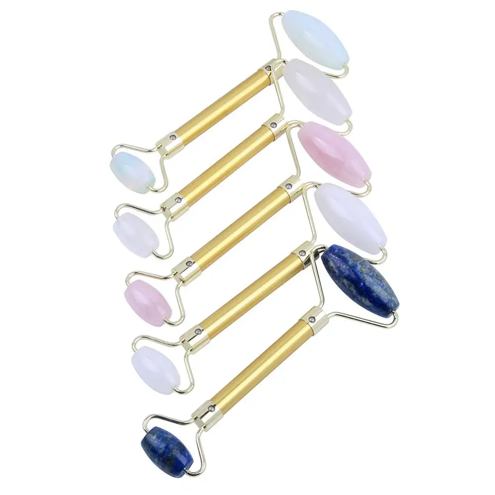 High Grade Metal Facial Massage Roller Natural Rose Quartz Jade Roller Slimming Anti Wrinkle Cellulite Beauty Roller