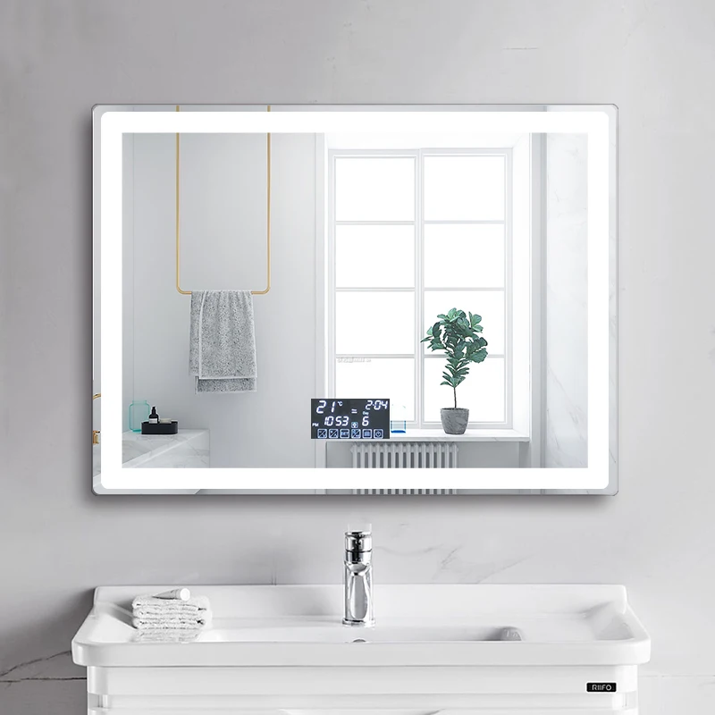 Vanity Touch Sensor Switch Backlit Frameless Digital Light Up Bathroom Mirror For Hotel