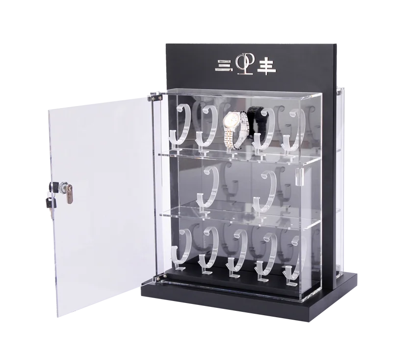 Guangdong  Manufacture Luxury Watch Display Cabinet With Locking Watch Display Showcase