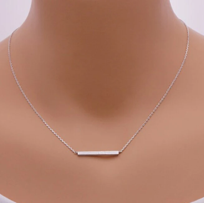 Alibaba Website Fashion Jewelry Gold Silver Blank Stamping Bar Necklace