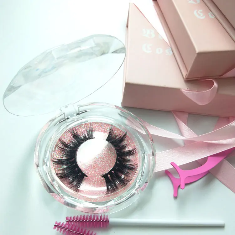 Wholesale Custom Long Dramatic 25mm Lashes Individual Create Your Own Lashes With pink Custom Packaging