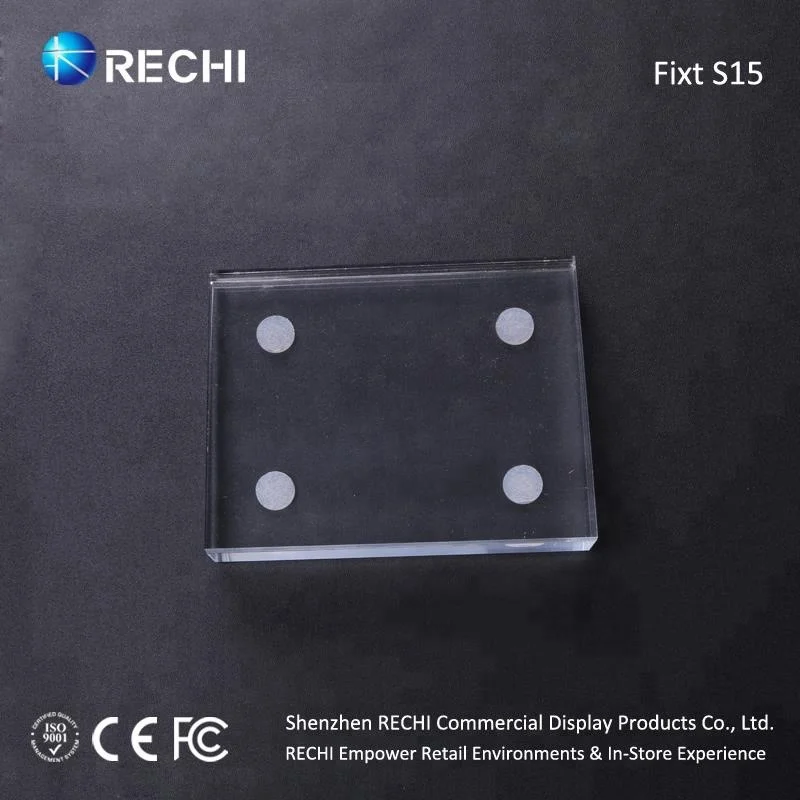 RECHI Retail Visual Merchandising Counter Clear Acrylic Sign Holder Display Block for Mobile Phone Acrylic Price Tag