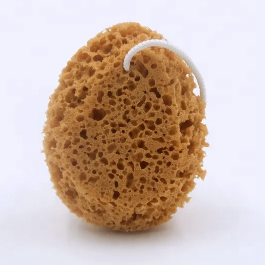 Wholesales best quality brown water drop shaped body washing sponge bath for men bath deep cleaning PU synthetic sea sponge