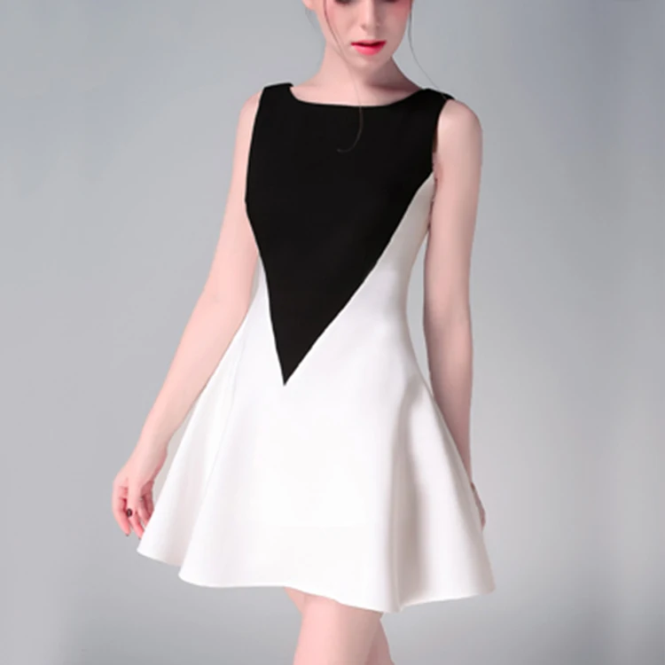 Style Clothes Women Black Sleeveless with Contrast Dress Europe Casual Dresses Plus Size LOOSE Polyester / Cotton Plain Dyed