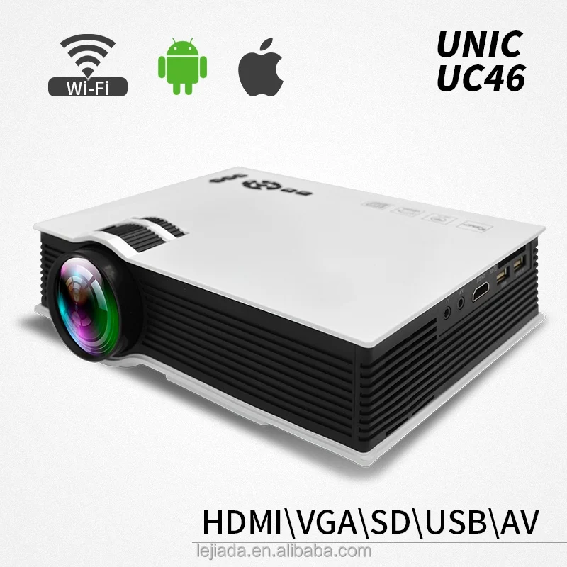 UC46 Телефон беспроводной инфракрасный удобный проектор дешевые 1200 люмен светодиодный проектор с ROHS, FCC стандарт