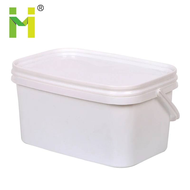3 gallon clear plastic rectangular bucket with metal handle 3l