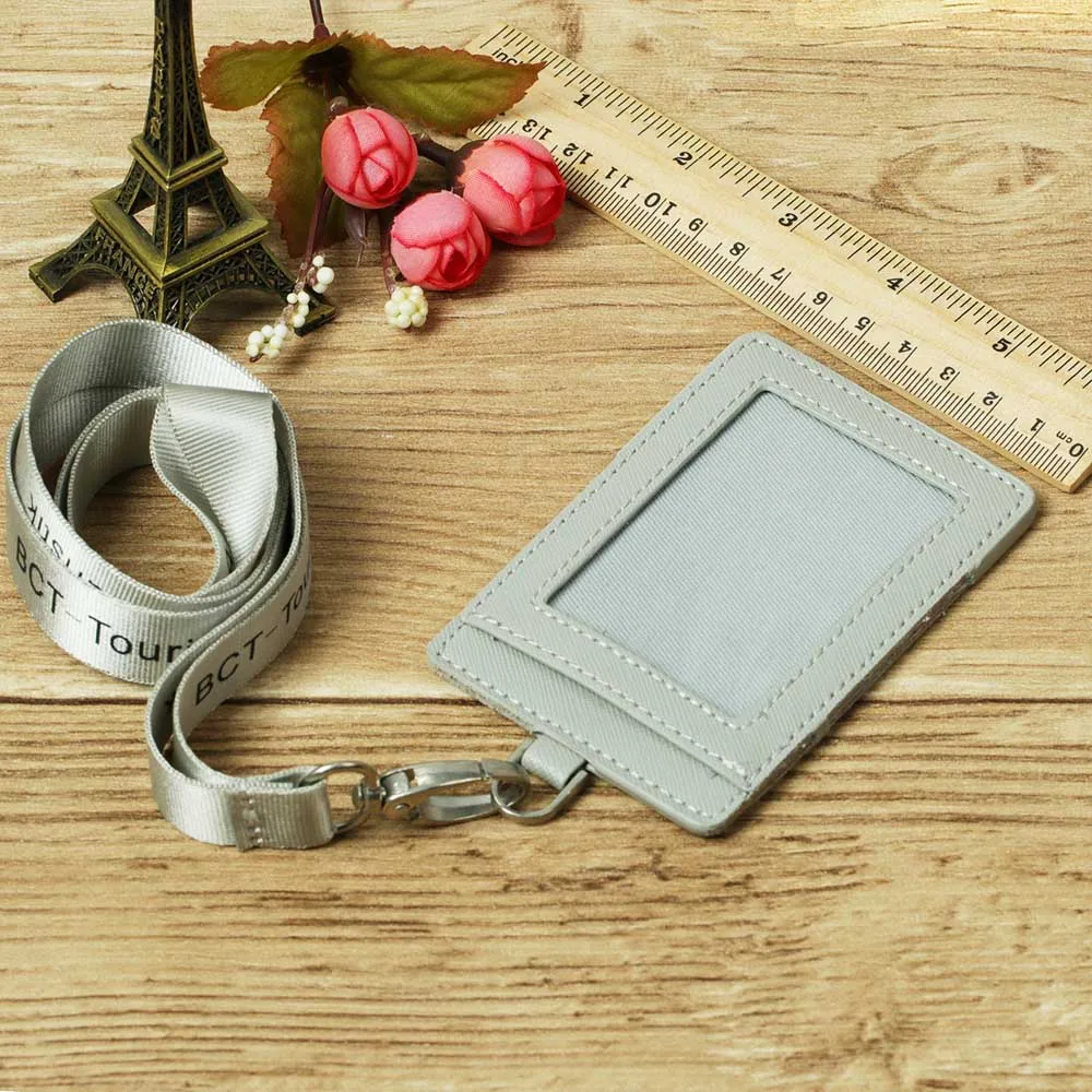 Custom retractable id card holder leather office card case