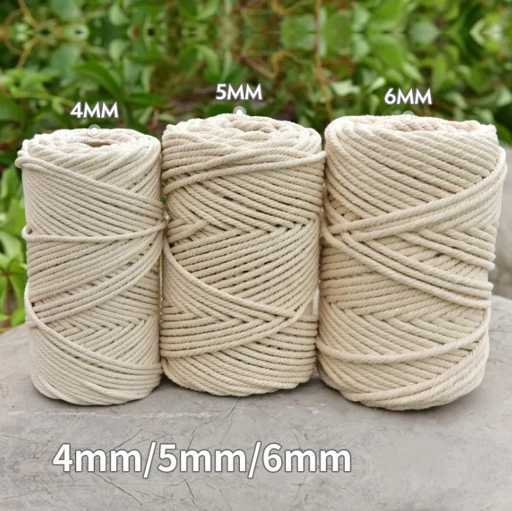 Wholesale strong natural  cotton twisted macrame cord 8mm