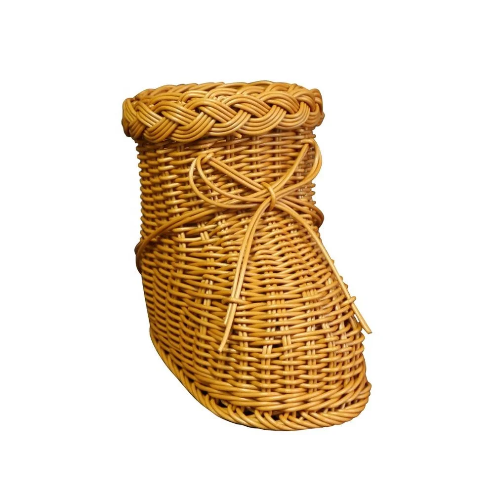 Boot Shape Rattan Vase for Home, Office, Garden, Christmas, New Year, Festival, Party, Wedding Decor