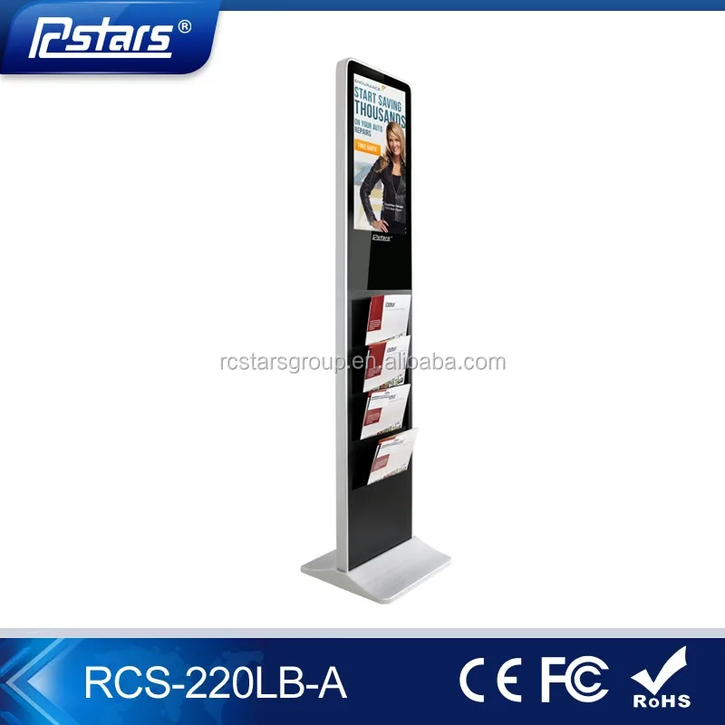 22 inch Floor Stand PCAP Touch Screen Advertising Display LCD Digital Signage interactive kiosk with book holders