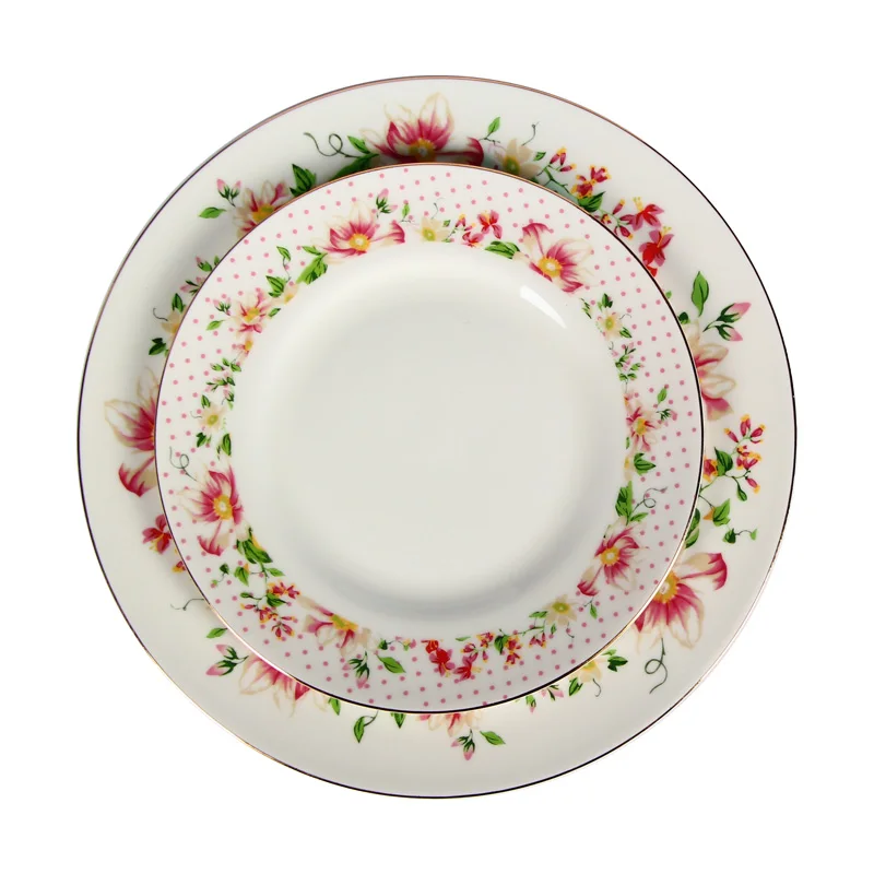 Flower modern design ceramic porcelain bone china plate for hotel restaurant and home use