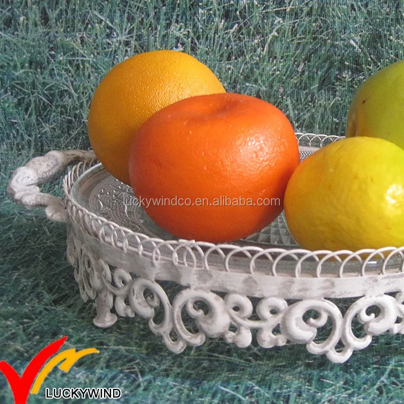 beaded metal gold Shabby Chic Vintage French Antique Cake Stand with glass dome